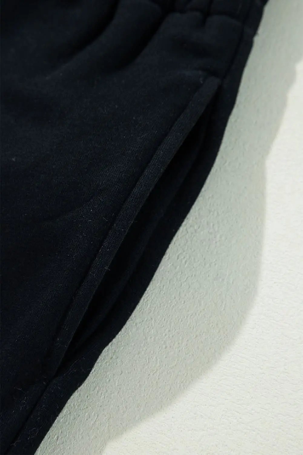 Cozy black fleece pants with drawstring - Love Salve